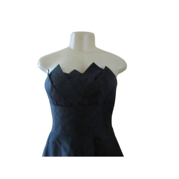 Vintage Trina Turk Black Silk Sleeveless Party Dress W/ Ruffles Size 4 - Picture 3 of 9